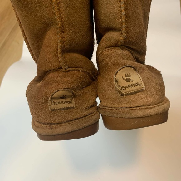 Bearpaw Womens Emma Short Suede Boots Size 7 Tan/Brown Sheepskin Wool - Picture 14 of 16